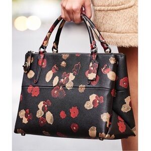 RARE Vintage COACH Borough Black,Red,Tan Floral Turnkey Crossbody Satchel #33608